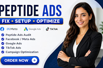 fix peptide ads, run peptide ads, facebook ads, tiktok ads and google ads