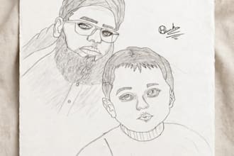 draw realistic pencil sketch portrait from your photo
