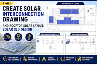 create solar interconnection drawing and rooftop solar layout, solar sld design