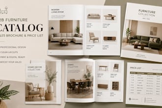 design b2b furniture catalog, home decor sales brochure and price list
