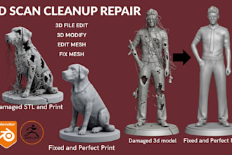 repair mesh, stl files, fix 3d models stl scan cleanup modify 3d model printing