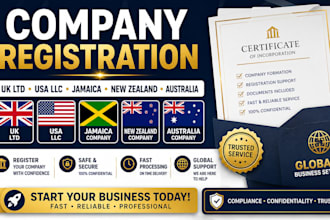 company registration in uk ltd, usa llc, jamaica, new zealand, australia