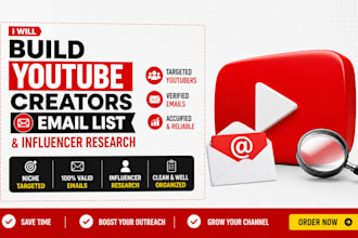 build youtube creators email list, influencer research