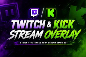 design kick, twitch overlay, stream overlay, twitch logo