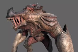 create a custom game ready 3d creature, alien or monster model, 3d sculpt