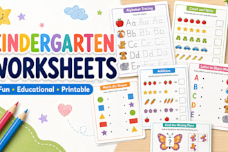 design kindergarten worksheets and kids learning activities book