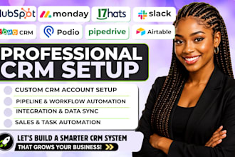 setup hubspot crm monday crm 17hats slack zoho crm podio pipedrie crm airtable