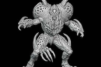 sculpt3d biomechanical creature,stl tabletop miniature,bas relief,resin printing