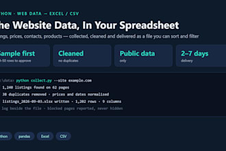 scrape website data into excel or CSV with a python script