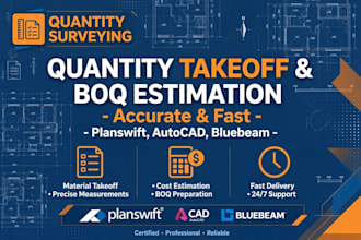 do boq and quantity takeoff from planswift in 24hrs