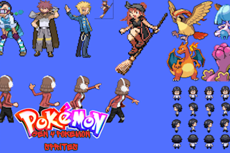 design gen 4 custom pokemon sprite, trainer sprite and implement them for you