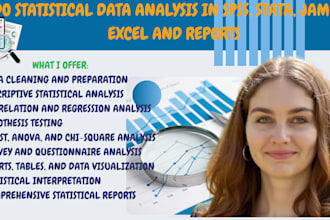 do statistical data analysis in spss, stata, jamovi, excel and reports