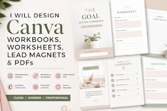 design canva workbooks, worksheets, lead magnets and pdfs