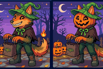 do halloween pixel character art pixel furry art pixel portrait background emote