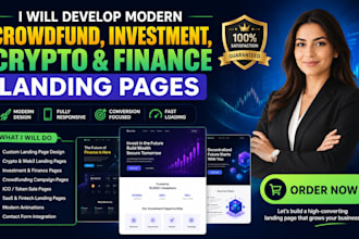 develop modern crowdfunding investment crypto and finance landing page