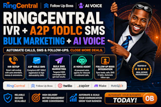 setup ringcentral IVR a2p 10dlc SMS bulk marketing ai voice follow up boss