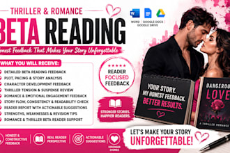 beta read your thriller and romance manuscript