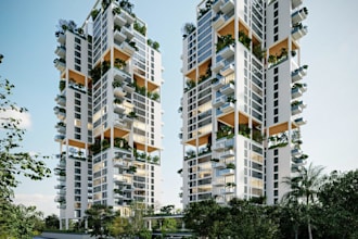 independent living apartment visualization,multi storey building,elevation plan