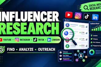 do youtube, instagram, tiktok, linkedin, influencer research list building