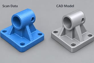 create reverse engineering from 3d scan data to step cad model, stl to step