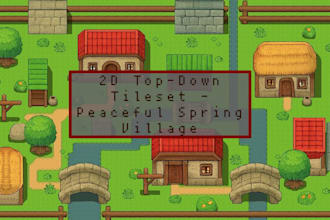 create 2d top down pixel art tileset rpg game map tilemap game character assets