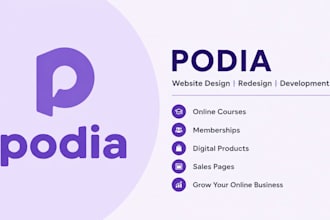 do podia website design redesign develop podia membership online course website