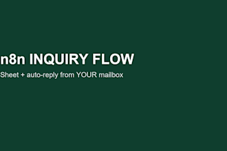 build n8n inquiry to sheet and auto reply from your email