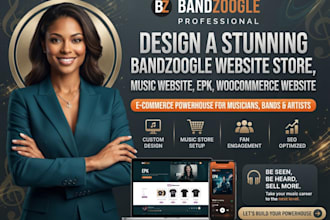 design a stunning bandzoogle website,store music website,epk woocommerce website