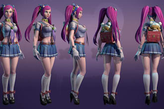 do 3d stylized character realistic 3d game character nft model for unity and ue5