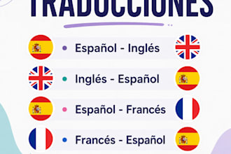 traducir textos cortos de español a inglés o francés
