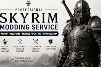 create edit or port custom skyrim mod weapon and armor or fallout 4 game arma3