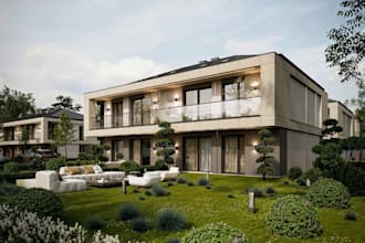 redesign 3d residential building, bespoke elevation, modern luxury home, blender