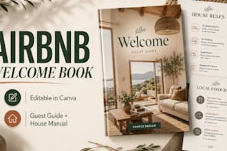 design airbnb welcome book and editable canva guest guide for vacation rentals