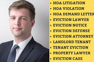 eviction and hoa attorney for demand letter, legal drafting, eviction notice,tax