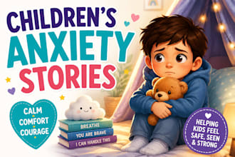 illustrate childrens anxiety stories with gentle expressive storybook art