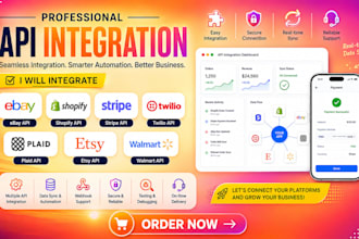 integrate ebay api shopify api stripe twilio api plaid api etsy api walmart api