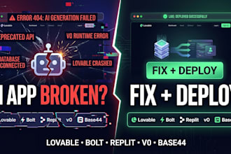 fix and deploy your lovable, bolt, replit, v0, base44 or ai generated app