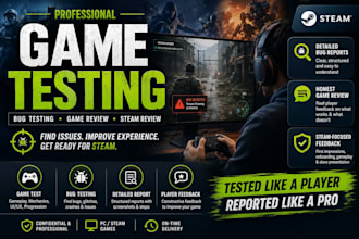 do game testing, bug testing and steam game review