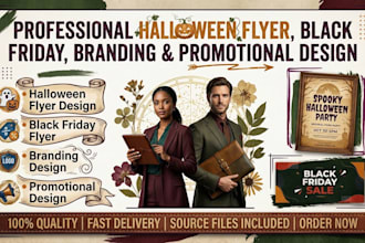 design halloween flyer, black friday, branding promotional flier design