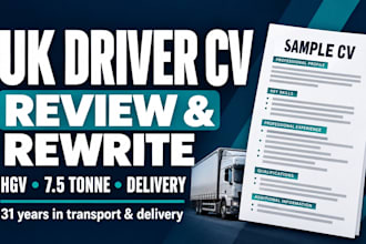 review and rewrite your UK hgv or delivery driver CV