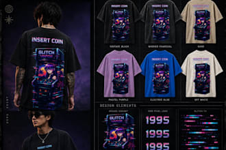 design a retro vaporwave cyberpunk streetwear t shirt design