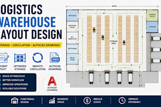 design logistics warehouse layout, storage circulation autocad drawings