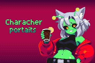 draw pixel art character portraits and avatars in game style