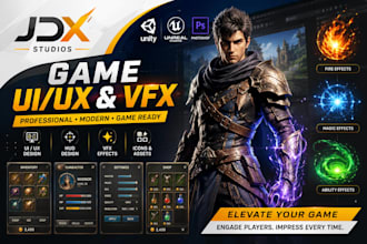 design game UI UX, hud and vfx for your game