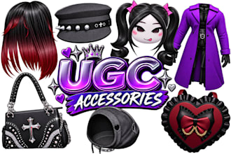 create custom  ugc accessories, game assets, layered clothing