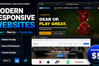 build a modern responsive react or next js websites