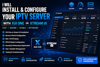 install and configure your iptv server with xui one or xtream UI