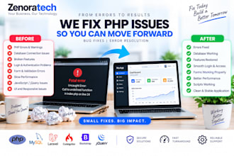 fix php bugs, errors and issues in your php mysql website or application