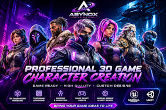create a professional 3d character, character model and game ready assets