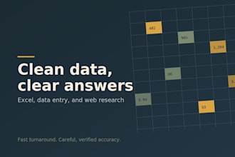 ido accurate data entry, excel and web research